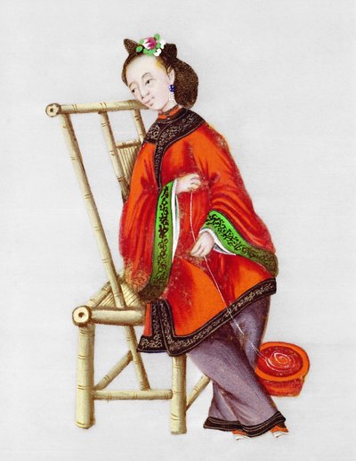 Woman Spinning, Qianlong Period (1736-96) by Chinese School